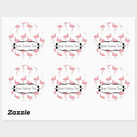 Roze Flamingo Kuddepatroon Zakelijke Promo Ronde Sticker (Vel)