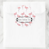 Roze Flamingo Kuddepatroon Zakelijke Promo Ronde Sticker (Tas)
