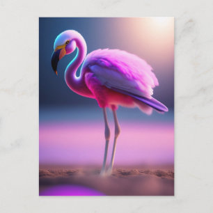 Roze flamingo kunst briefkaart