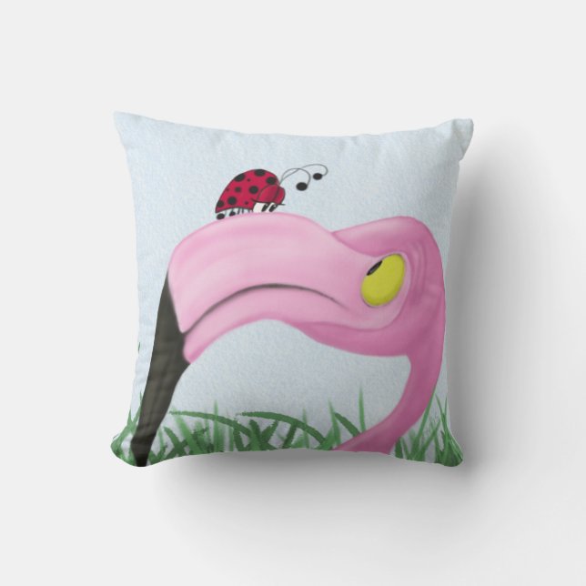  roze flamingo kussen (Voorkant)