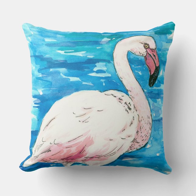 Roze flamingo kussen (Voorkant)