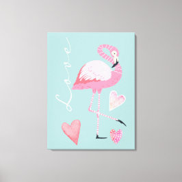 Roze Flamingo Liefde Canvasprint Canvas Afdruk