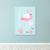 Roze Flamingo Liefde Canvasprint met spanframe Canvas Afdruk (Insitu (Houten vloer))