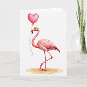 Roze Flamingo Liefdeshart Kaart