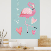 Roze Flamingo Liefdesposter Poster (Keuken)