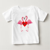 Roze Flamingo Love Design - Baby Fine Jersey T-Shi (Voorkant)