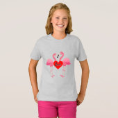 Roze Flamingo Love Design - Girls' Basic T-Shirt (Voorkant volledig)