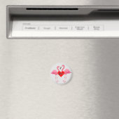 Roze Flamingo Love Design - Magnet: Cirkel Magnet Magneet (Insitu (Vaatwasser))