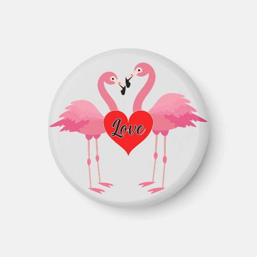 Roze Flamingo Love Design - Magnet: Cirkel Magnet Magneet (Voorkant)
