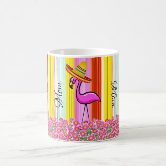 Roze Flamingo Mam Stripe Mok (Center)
