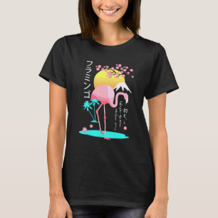 roze Flamingo mannen kostuum Fuji Yama Japan rijze T-shirt