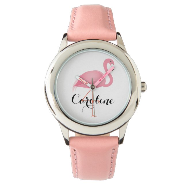 Roze flamingo meisje horloge (Voorkant)