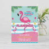 Roze Flamingo Meisje Verjaardag Kaart (Staand voorkant)
