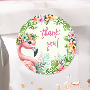 Roze Flamingo Meisjes Verjaardagsfeestje Ronde Sticker
