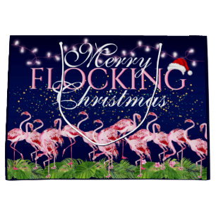 Roze flamingo Merry Flocking Kerstmis Flamingos Groot Cadeauzakje