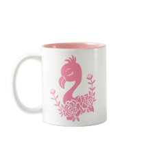 Roze flamingo met bloemenontwerp