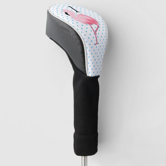 Roze Flamingo met het Hoesje van de Bestuurder van Golfheadcover (Schuin)