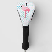 Roze Flamingo met het Hoesje van de Bestuurder van Golfheadcover (Voorkant)