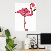 Roze flamingo met lange benen poster (Thuiskantoor)