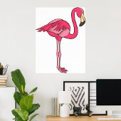 Roze flamingo met lange benen poster