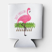 Roze flamingo met palmbomen blikjeskoeler (Voorkant)
