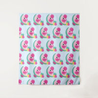 Roze Flamingo met Tropische Fruits Patroon