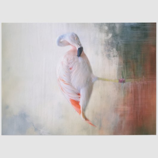 Roze flamingo met uitzicht op de rechter decoupage tissuepapier (Voorkant)