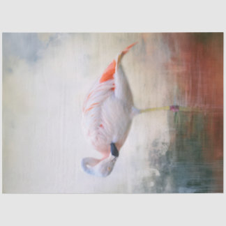 Roze flamingo met uitzicht op linker decoupage tissuepapier