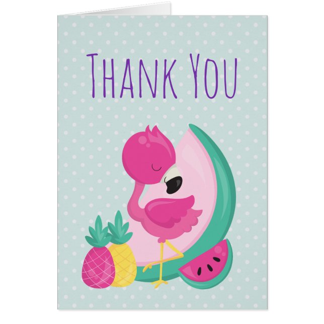 Roze Flamingo met Watermeloen en ananas (Voorkant)