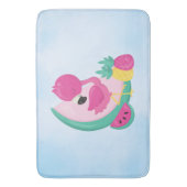 Roze Flamingo met Watermeloen en ananas Badmat (Voorkant Verticaal)