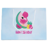 Roze Flamingo met Watermeloen en ananas Groot Cadeauzakje (Voorkant)