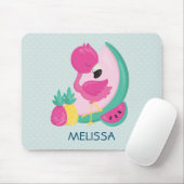 Roze Flamingo met Watermeloen en ananas Muismat (Met muis)