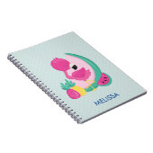 Roze Flamingo met Watermeloen en ananas Notitieboek (Rechterzijde)