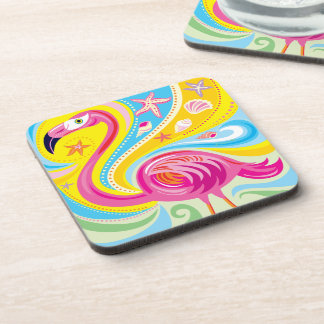 Roze Flamingo met Zeester Bier Onderzetter