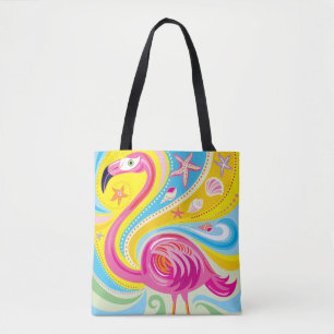 Roze Flamingo met Zeester Draagtas
