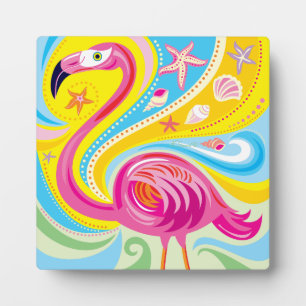 Roze Flamingo met Zeester Fotoplaat