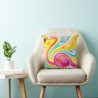 Roze Flamingo met Zeester Kussen