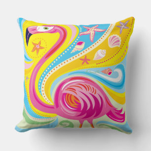 Roze Flamingo met Zeester Kussen