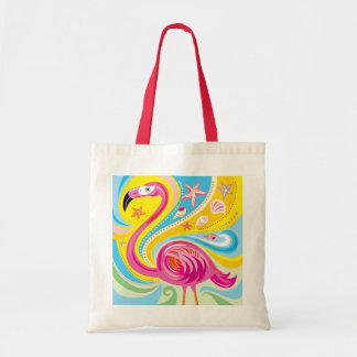 Roze Flamingo met Zeester Tote Bag