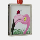 roze flamingo metalen ornament (Rechts)