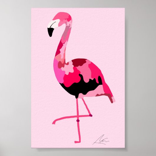 Roze Flamingo Modern Art Exotic Poster (Voorkant)