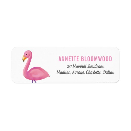 Roze Flamingo Modern Baby shower Etiket (Voorkant)