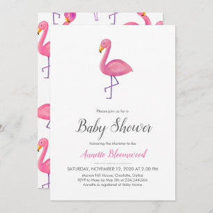 Roze Flamingo Modern Baby shower Kaart