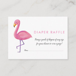 Roze Flamingo Modern Baby shower Luier Raffle Informatiekaartje
