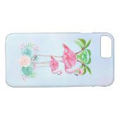 Roze Flamingo Momma & Baby met palmbomen Case-Mate iPhone Case (Achterkant (Horizontaal))