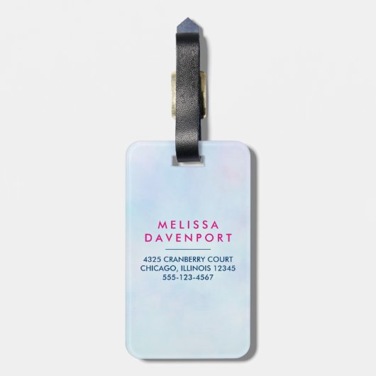 Roze Flamingo Momma & Baby met palmbomen Custom Bagagelabel (Achterkant verticaal)