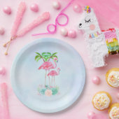 Roze Flamingo Momma & Baby Papieren Bordje (Feest)