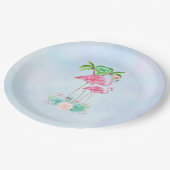 Roze Flamingo Momma & Baby Papieren Bordje (Gekanteld)