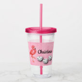 Roze Flamingo Monogram Bunco Player Dice Acryl Drinkbeker (Voorkant)