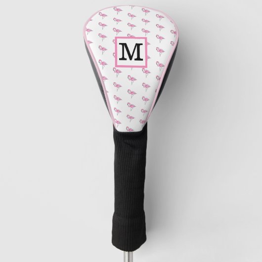 Roze flamingo-monogram golfheadcover (Voorkant)